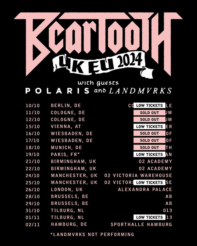 BEARTOOTH: European Tour 2024