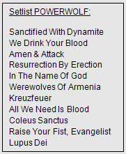 Setlist Powerwolf