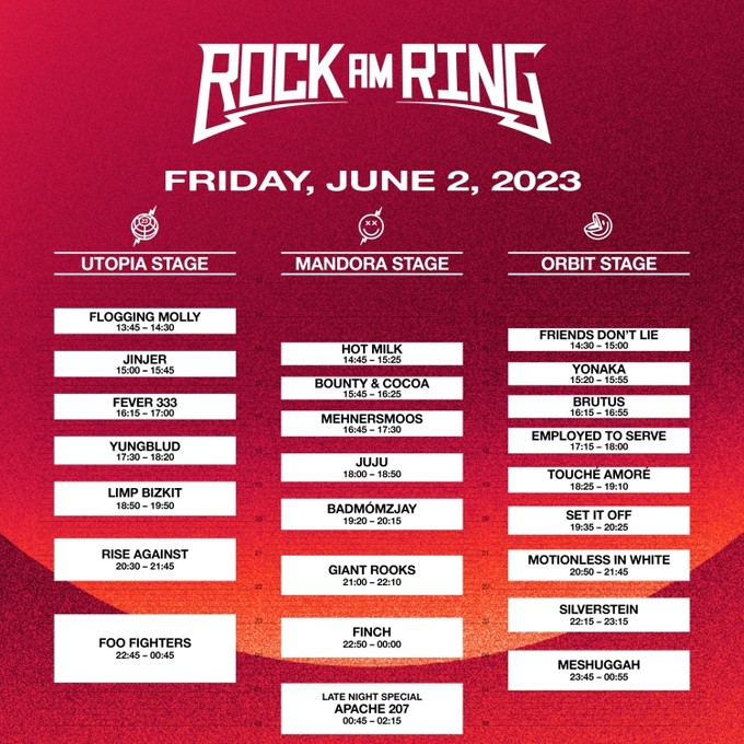 ROCK AM RING 2023 | RUNNING ORDER